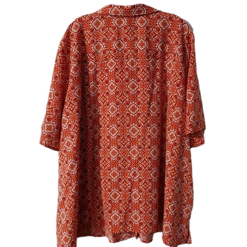 Catherines Shirt Size 4x Orange White Short Sleeves Blouse Size 30/32 - Picture 2 of 8